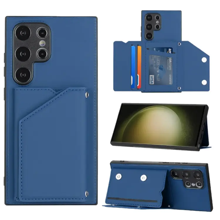 For Samsung Galaxy S24 Ultra 5G Skin Feel PU + TPU + PC Card Slots Phone Case(Royal Blue)