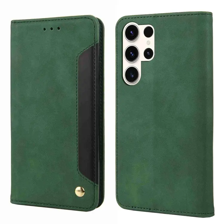 For Samsung Galaxy S24 Ultra 5G Skin Feel Splicing Leather Phone Case(Green)