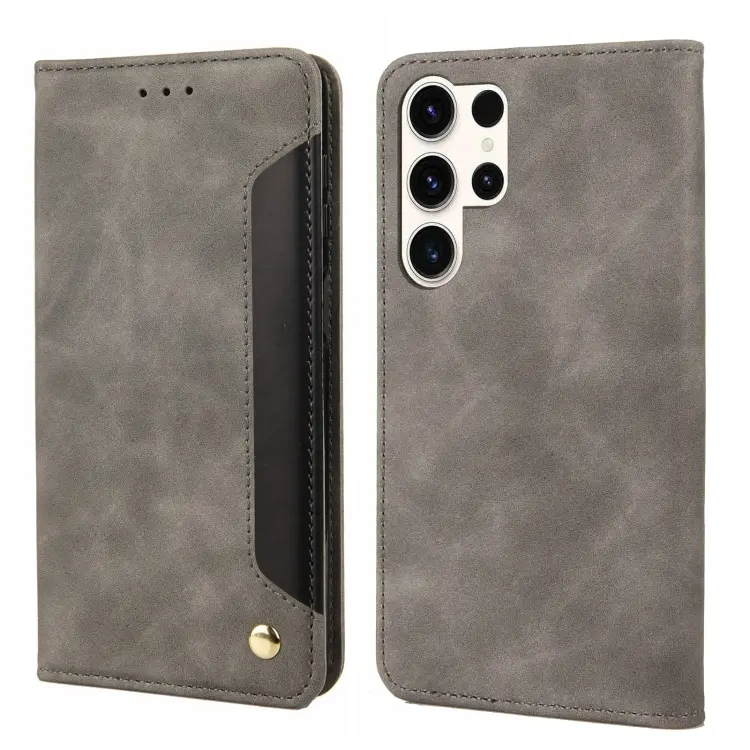 For Samsung Galaxy S24 Ultra 5G Skin Feel Splicing Leather Phone Case(Grey)