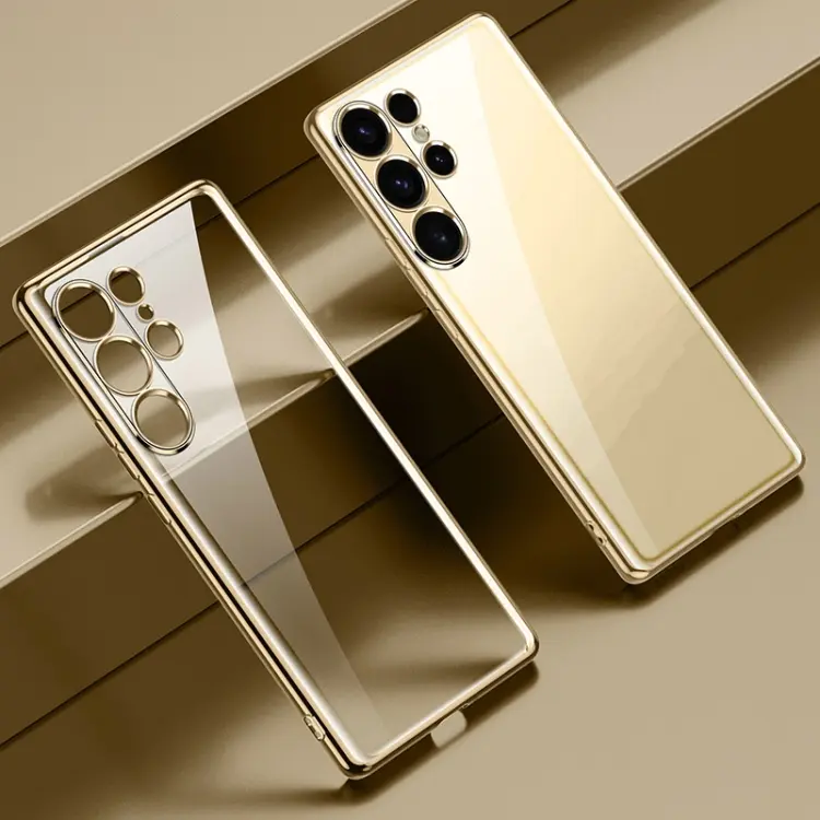 For Samsung Galaxy S24 Ultra 5G SULADA Electroplating TPU Transparent Phone Case(Gold)