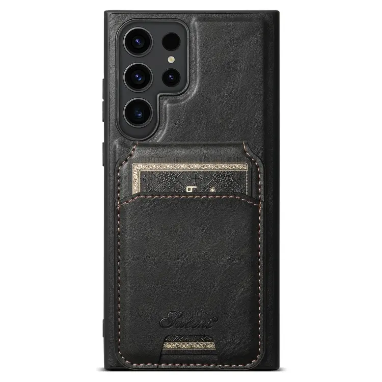 For Samsung Galaxy S24 Ultra 5G Suteni H15 Oil Eax Leather Detachable Wallet Back Phone Case(Black)