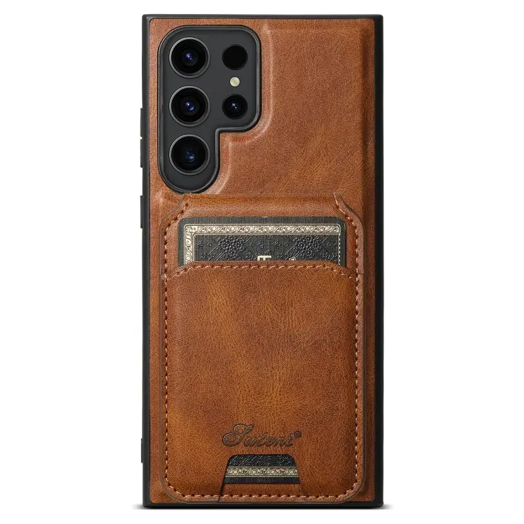 For Samsung Galaxy S24 Ultra 5G Suteni H15 Oil Eax Leather Detachable Wallet Back Phone Case(Brown)
