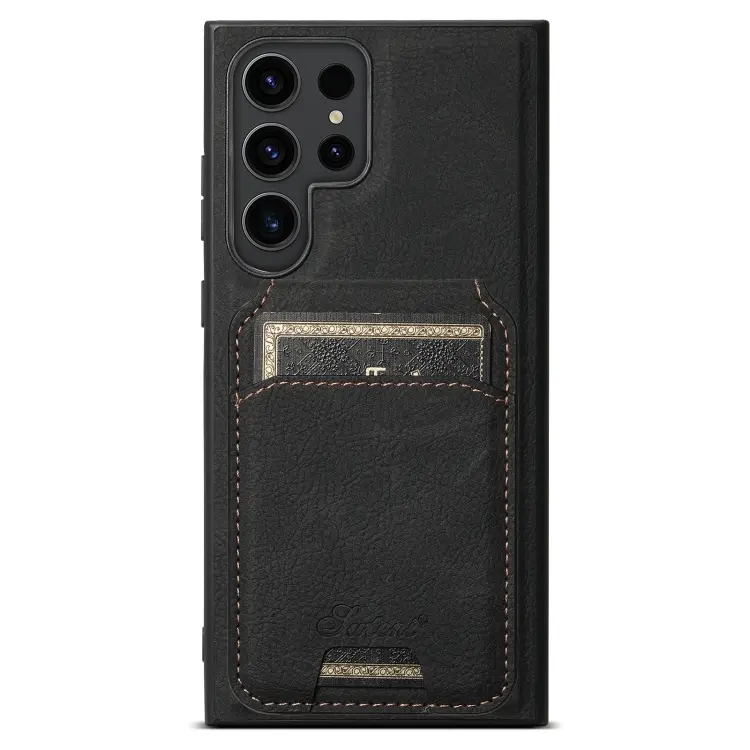 For Samsung Galaxy S24 Ultra 5G Suteni H16 Litchi Texture Leather Detachable Wallet Back Phone Case(Black)
