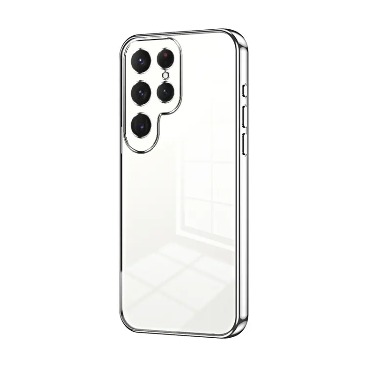 For Samsung Galaxy S24 Ultra 5G Transparent Plating Fine Hole Phone Case(Silver)