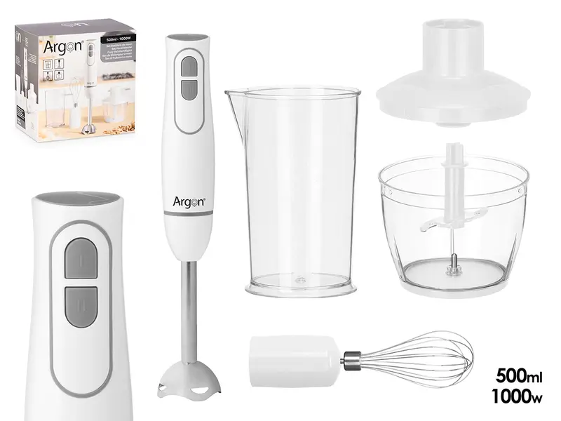Frullatore a immersione 400W bianco con accessori – tritatutto e frusta