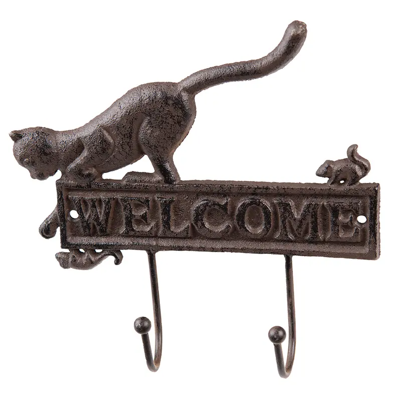 Gancio Appendiabiti Gatto Ferro 22x5x20 cm