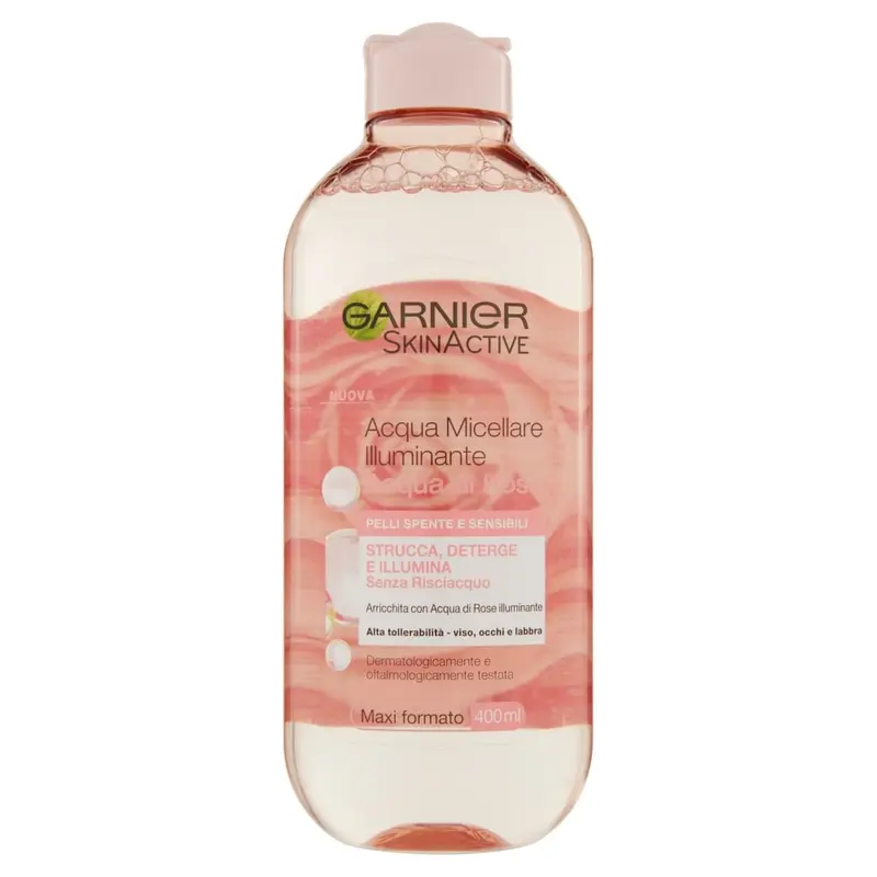 GARNIER ACQUA MICELLARE 400ML ILLUMINANTE ACQUA DI ROSE PELLI SPENTE E SENSIBILI