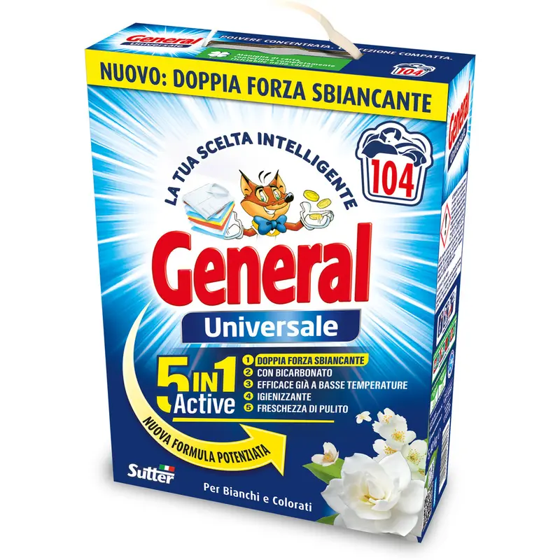 GENERAL POLVERE 4,68KG 104 LAVAGGI UNIVERSALE 5IN1 FORMULA POTENZIATA