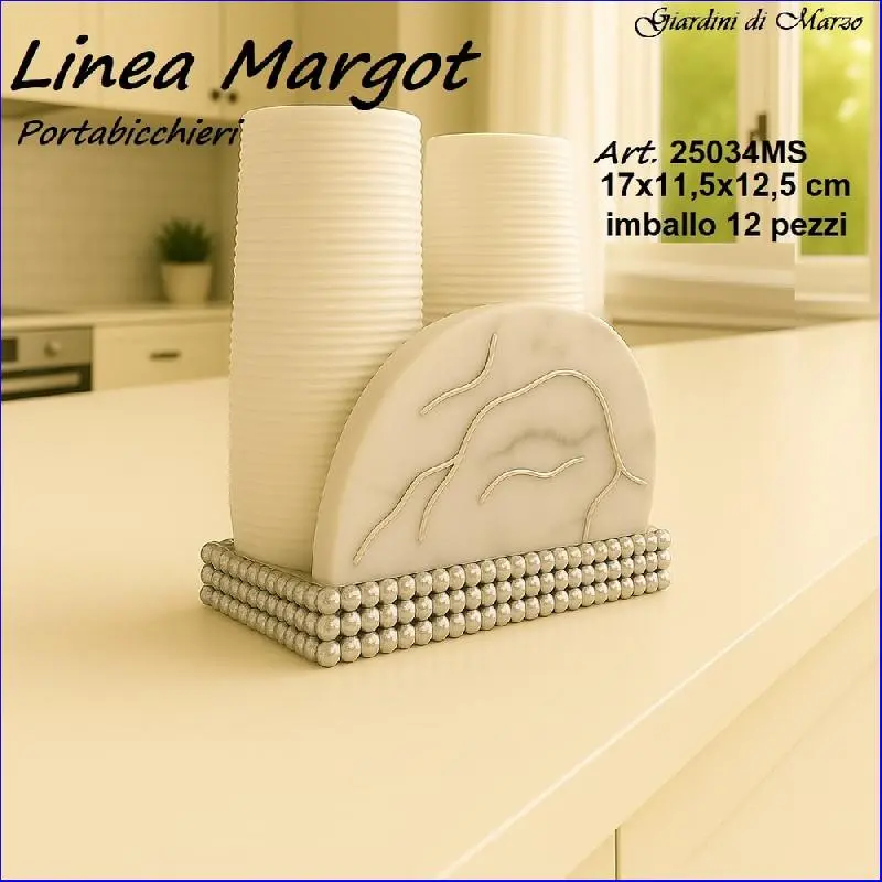 GIARDINI DI MARZO LINEA MARGOT MARMO SILVER PORTABICCHIERI CM.17X11,5X12,5 ART.25034MS