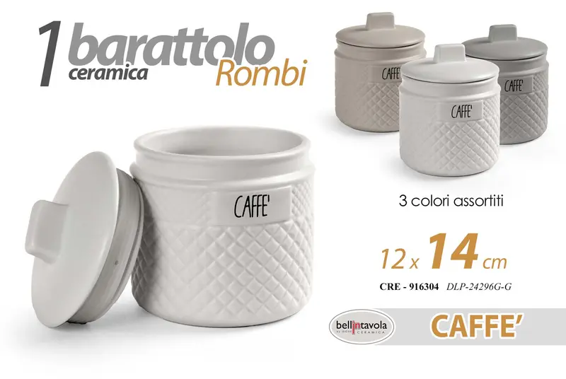 GICOS BARATTOLO CERAMICA ROMBI CM.12X14 CAFFE' COLORI ASSORTITI