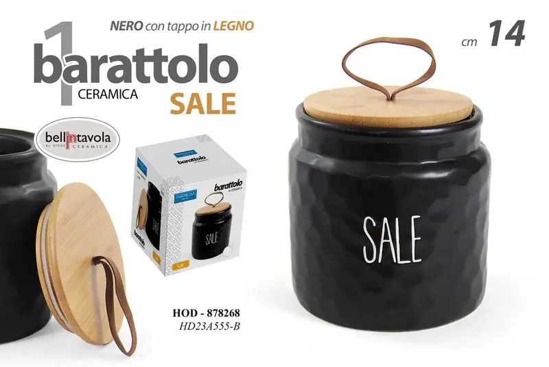 GICOS BARATTOLO NERO TAPPO IN LEGNO CM.14 SALE
