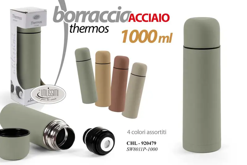 GICOS BORRACCIA THERMOS ACCIAIO 1000ML COLORI ASSORTITI