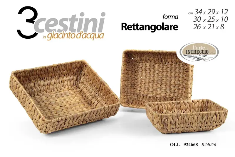 GICOS CESTINO IN GIACINTO D'ACQUA FORMA RETTANGOLARE CM.26X21X8 R24056