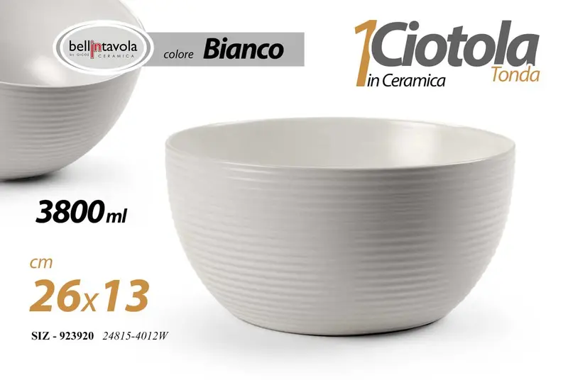 GICOS CIOTOLA TONDA IN CERAMICA 3800ML CM.26X13