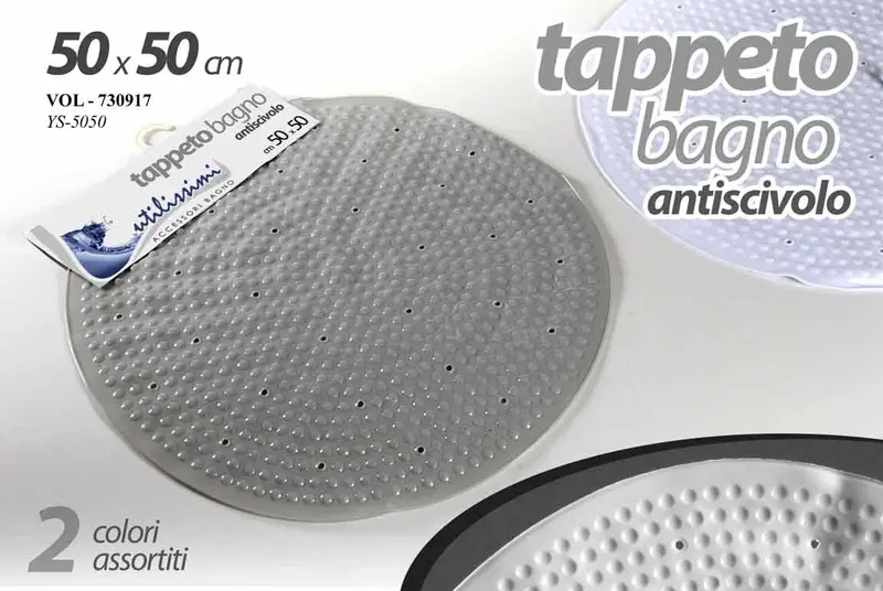 GICOS TAPPETO BAGNO ANTISCIVOLO CM.50X50 COLORI ASSORTITI VOL-