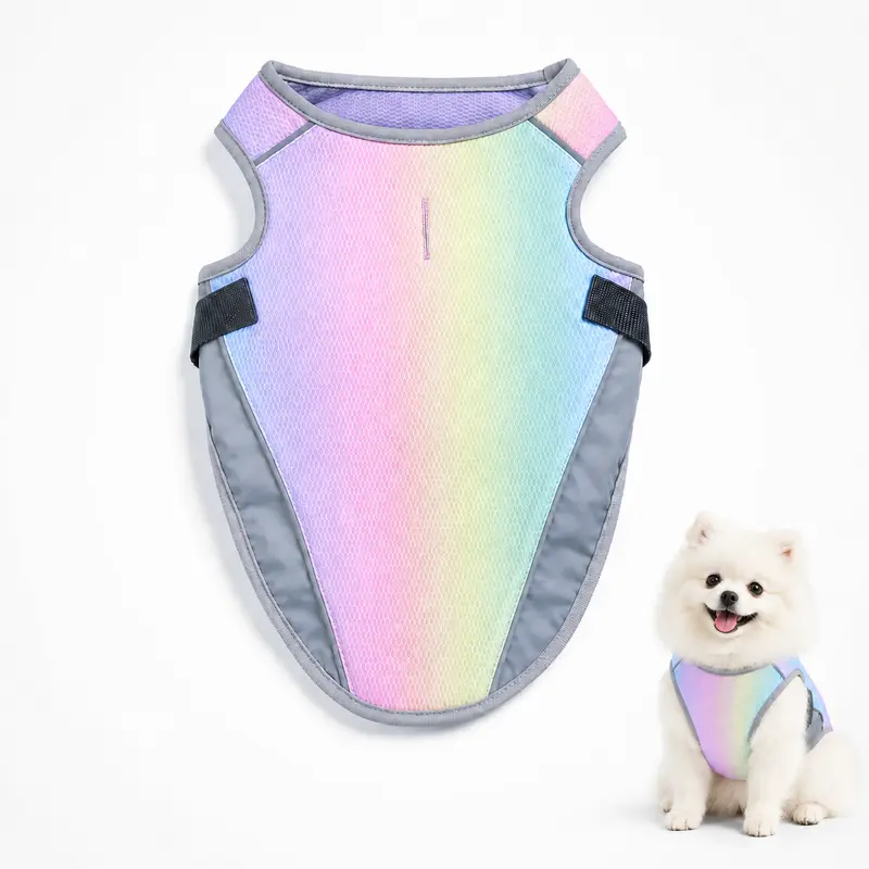 Gilet Rinfrescante Estivo per Cani — Maglietta Leggera per Animali S–2XL, Blu Scuro e Multicolore