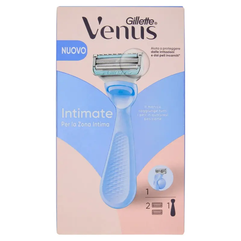 GILLETTE VENUS INTIMATE PER PELI E PELLE DELLA ZONA INTIMA RASOIO + 2 RICAMBI