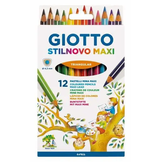 GIOTTO STILNOVO MAXI 12 PASTELLI COLORATI 4,3MM