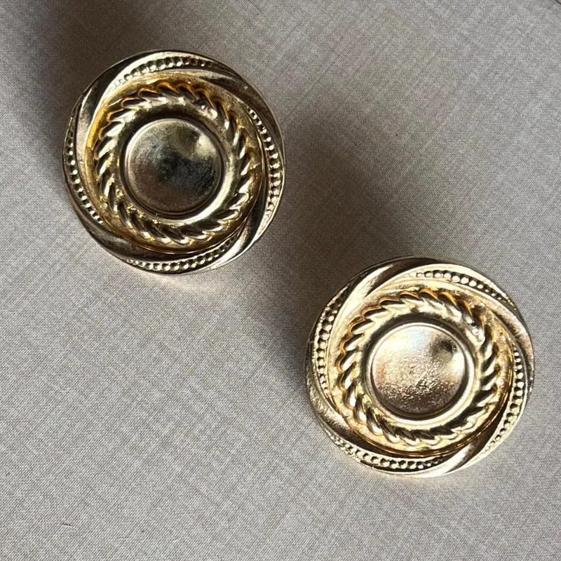 Golden Italian Large Clip Earrings
