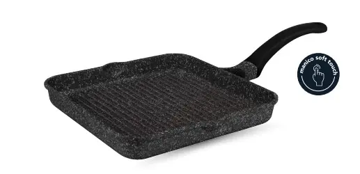 Grill Bistecchiera Quadrata 28x28 cm per Induzione con Manico Soft Touch