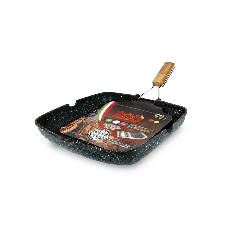 Grill Pieghevole 28x28 cm con Manico in Legno