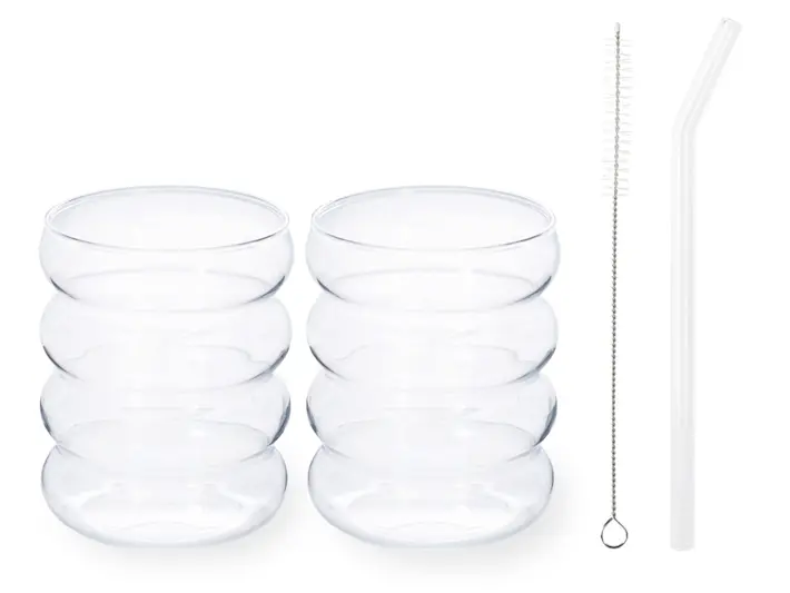 H&H Set 2 Bicchieri + 2 cannucce Matcha Tea 350 cc
