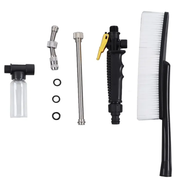 High Pressure Car Wash Nozzle Soft Bristle Long Handle Brush Foam Bottle Tool Set, Specification