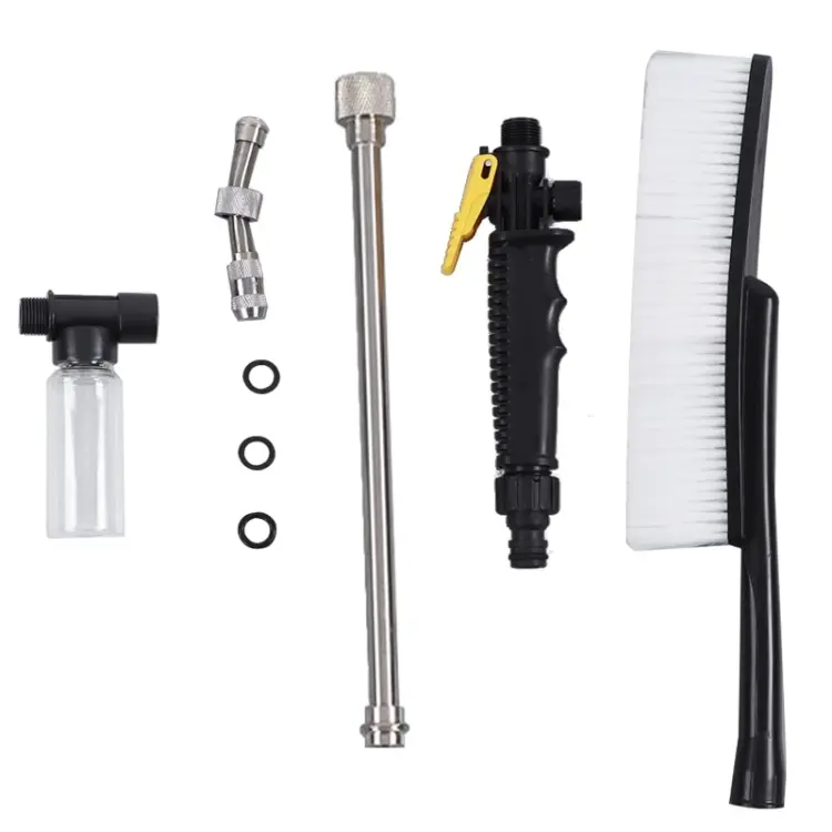 High Pressure Car Wash Nozzle Soft Bristle Long Handle Brush Foam Bottle Tool Set, Specification