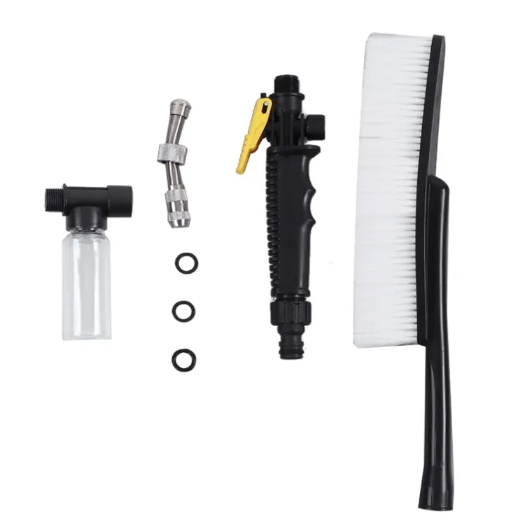 High Pressure Car Wash Nozzle Soft Bristle Long Handle Brush Foam Bottle Tool Set, Specification