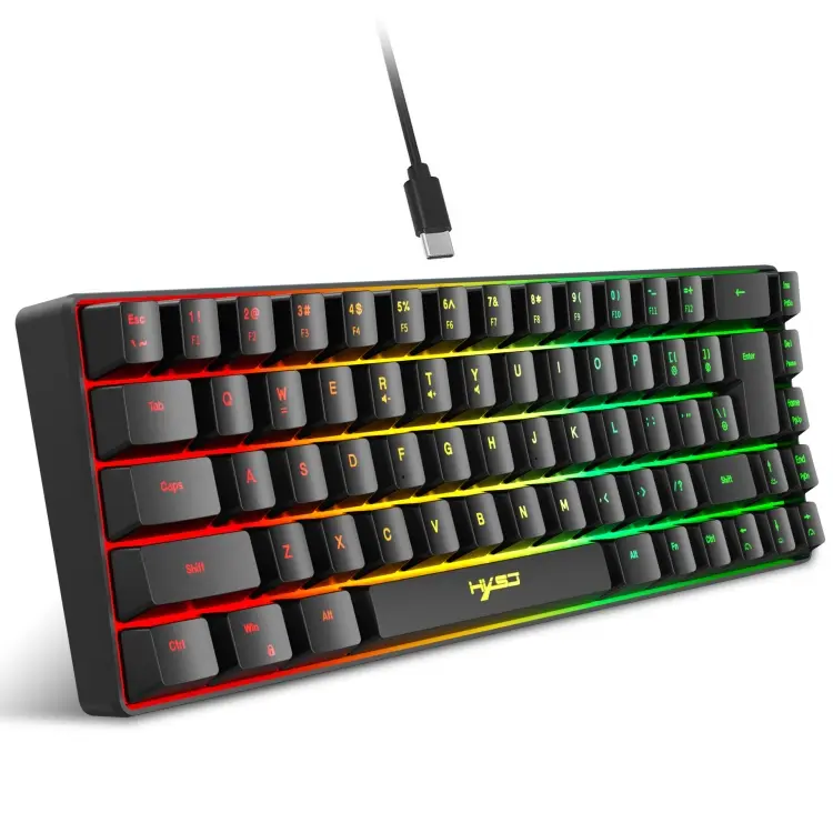 HXSJ V200 Wired RGB Backlit Mechanical Keyboard 68 Key Caps, Cable Length