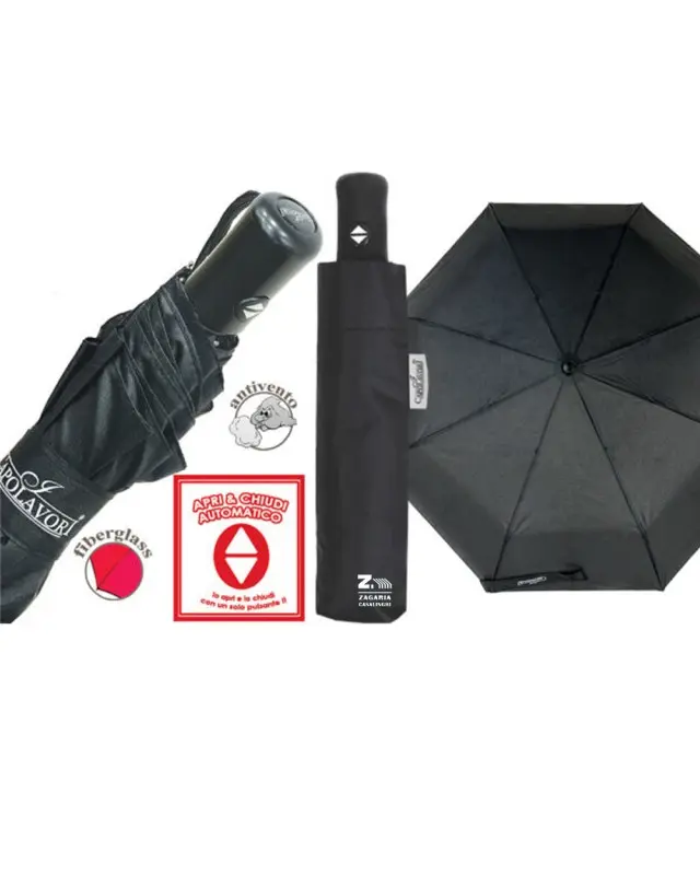 I CAPOLAVORI OMBRELLO UOMO MINI APRI E CHIUDI MONOCOLORE NERO