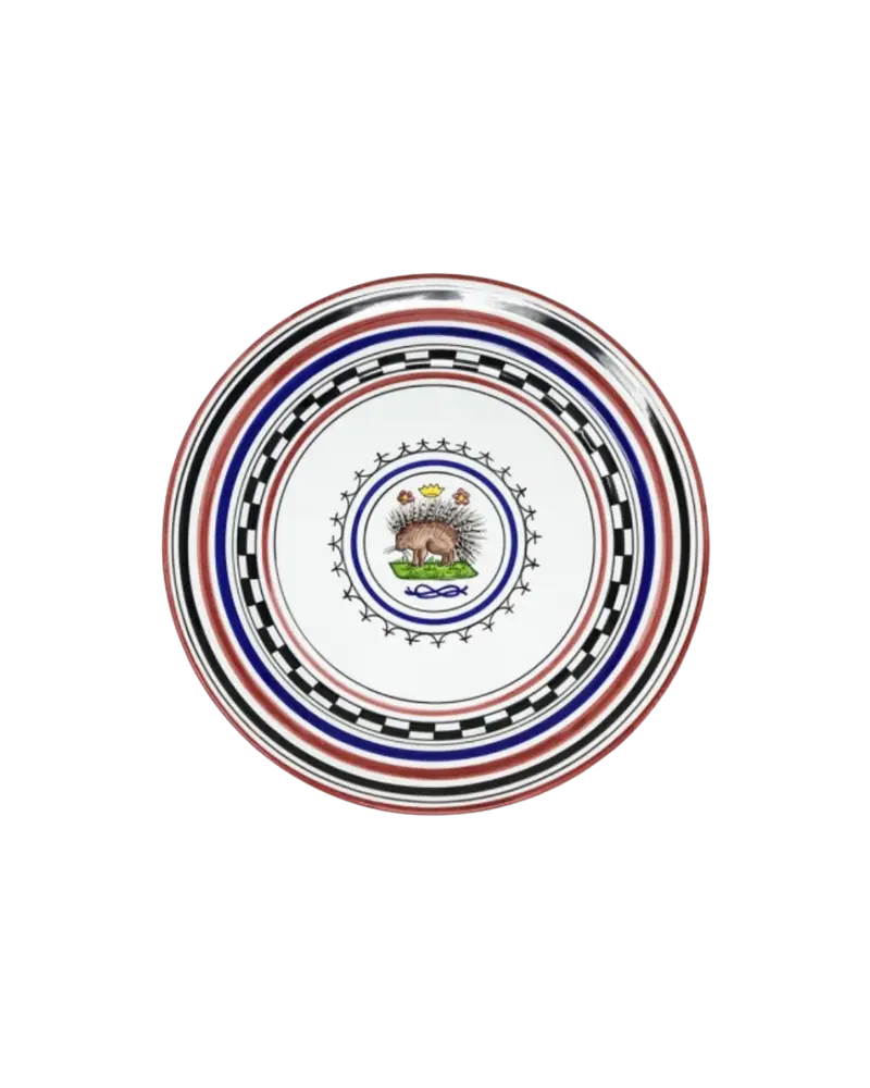 Istrice Red, Blue & Black Line Pattern Imperial Plate Set