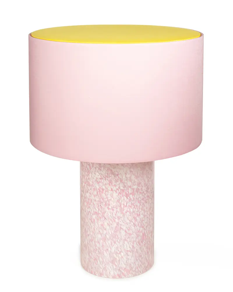 IVORY & PINK PILLAR LAMP