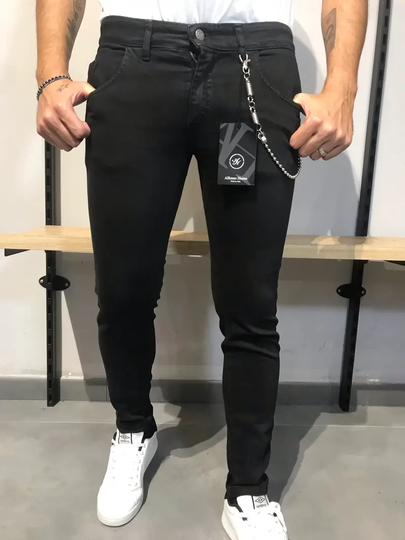 Jeans Uomo Nero Slim Fit