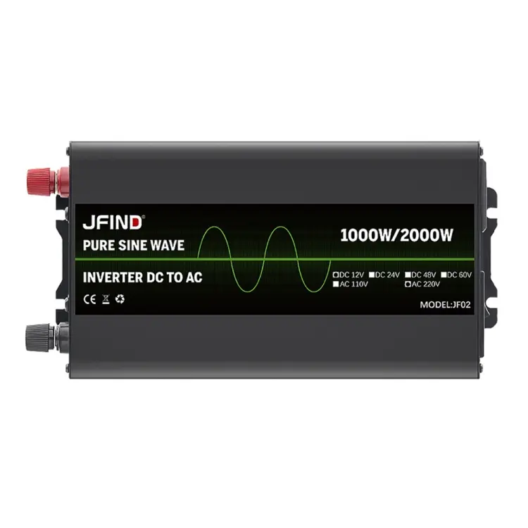 JFIND JF02 12V to 220V Pure Sine Wave Power Inverter, Universal Plug, Rated Power