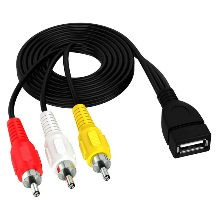 JUNSUNMAY USB Female to 3 x RCA Male Audio Video Splitter Cable, Length