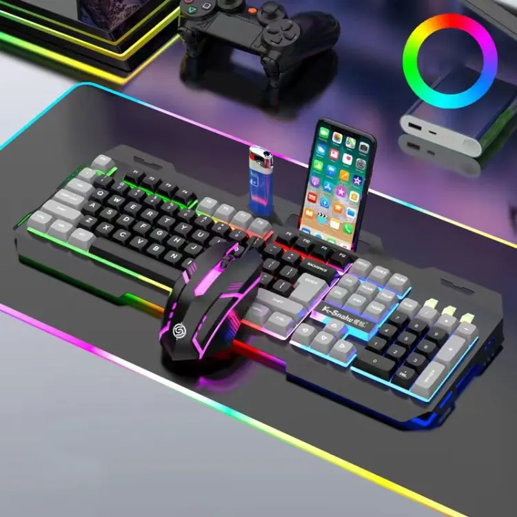 K-Snake Mechanical Feel Keyboard Mouse Kit USB Wired 104 Keycaps Computer Keyboard, Style