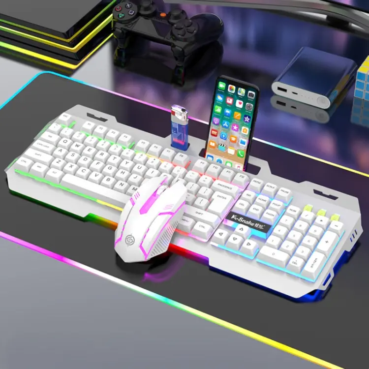 K-Snake Mechanical Feel Keyboard Mouse Kit USB Wired 104 Keycaps Computer Keyboard, Style