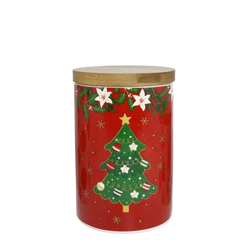KASAVIVA NATALE WHITE FLOWERS BARATTOLO CM.10X15 CON COPERCHIO BAMBOO