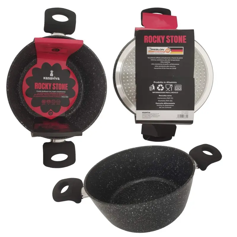 KASAVIVA ROCKY STONE INDUZIONE CASSERUOLA 2 MANICI CM.18