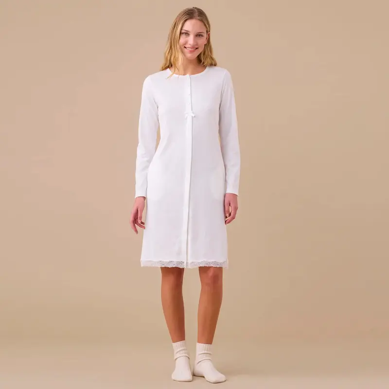 LA3416 - Camicia jersey invernale aperta avanti con abbottonatura nascosta