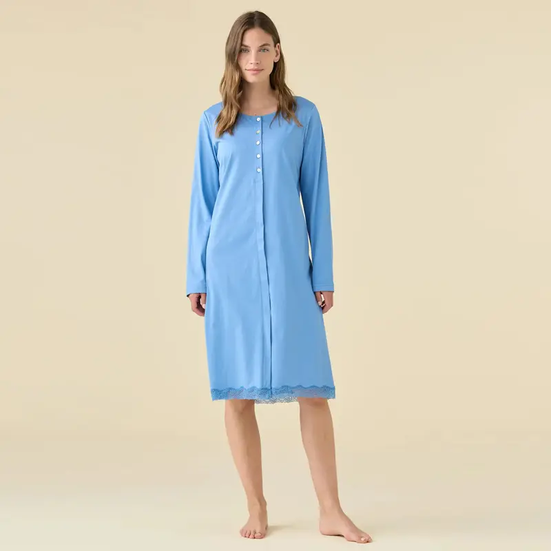 LA3454AB - Camicia calibrata aperta avanti con dettagli in pizzo