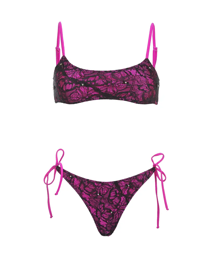 LACE BRASSIERE BIKINI - MAGENTA