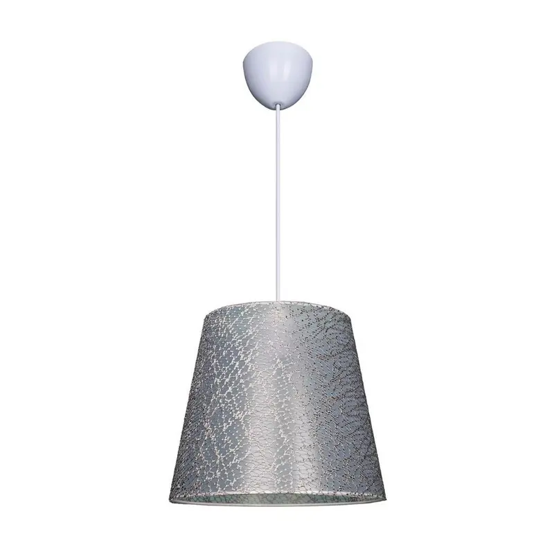 Lampada a sospensione Conic ASZ0777 in PVC effetto tessuto grigio