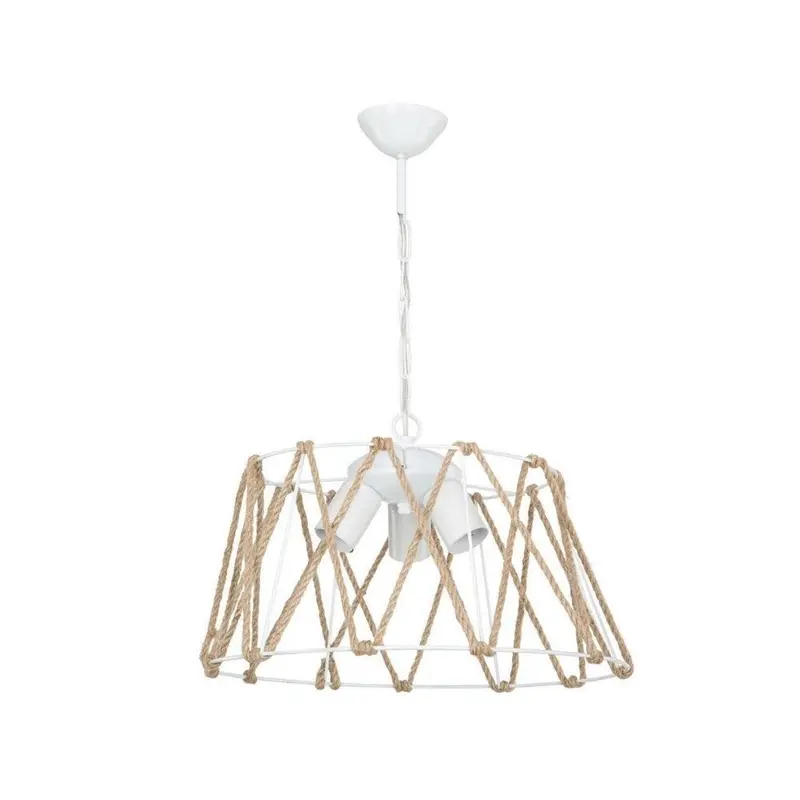 Lampada a sospensione  Evren ASZ1030 3 luci metallo bianco e corda