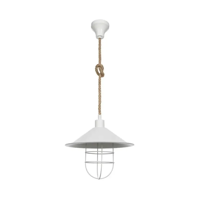 Lampada da soffitto Bulut ASZ0631 metallo bianco e corda iuta