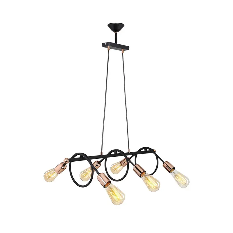 Lampada da soffitto Derbent MDL3938 in metallo nero con sei porta lampade
