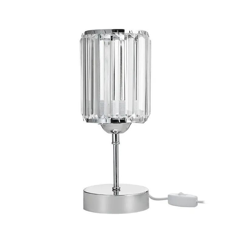 Lampada da tavolo Alis cromata e paralume effetto cristallo MNG7079