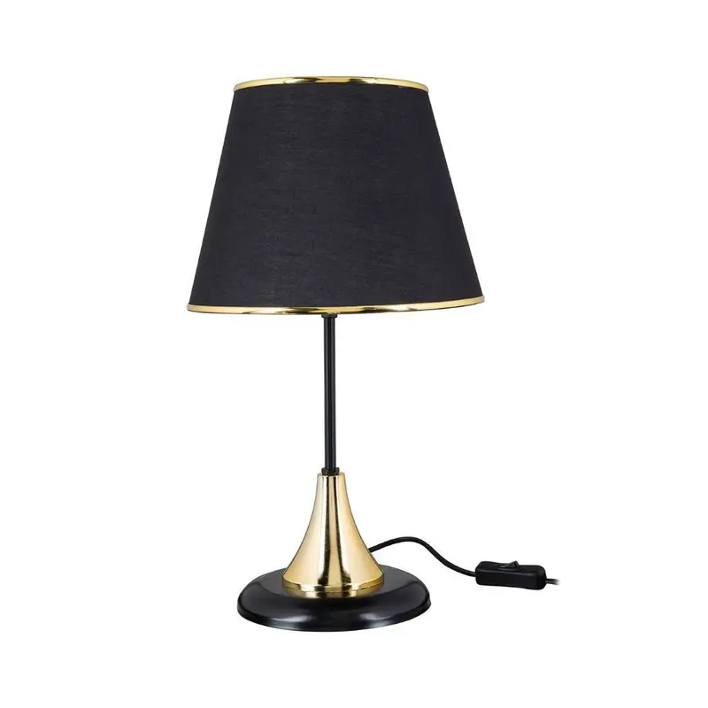 Lampada da tavolo Arden metallo e paralume in PVC effetto tessuto nero ASZ1632