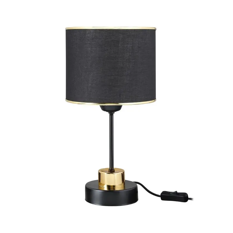 Lampada da tavolo metallo e paralume in PVC effetto tessuto nero Arden ASZ1633